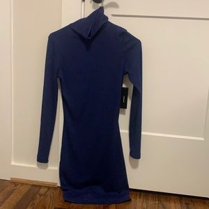 Navy bodycon turtleneck long sleeve dress